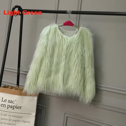light green fur coat 20 цветов размера плюс 4XL женские черные пушистые пальто из искусственного меха куртки белые пальто из искусственного меха женские зимние теплые пальто женская верхняя одежда - Цвет: light green fur coat