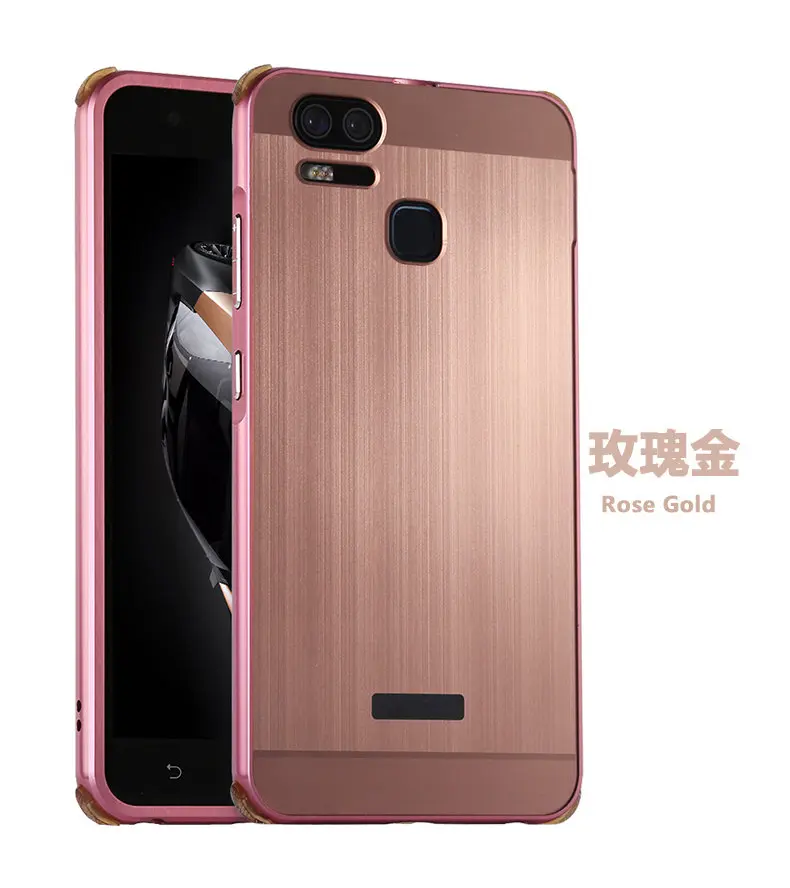 RoseGold Для Asus Zenfone 3 Zoom ZE553KL 3 Laser ZC551KL чехол Алюминиевый металлический бампер 3 Deluxe ZS570KL Покрытие матовый PC жесткий чехол - Цвет: RoseGold