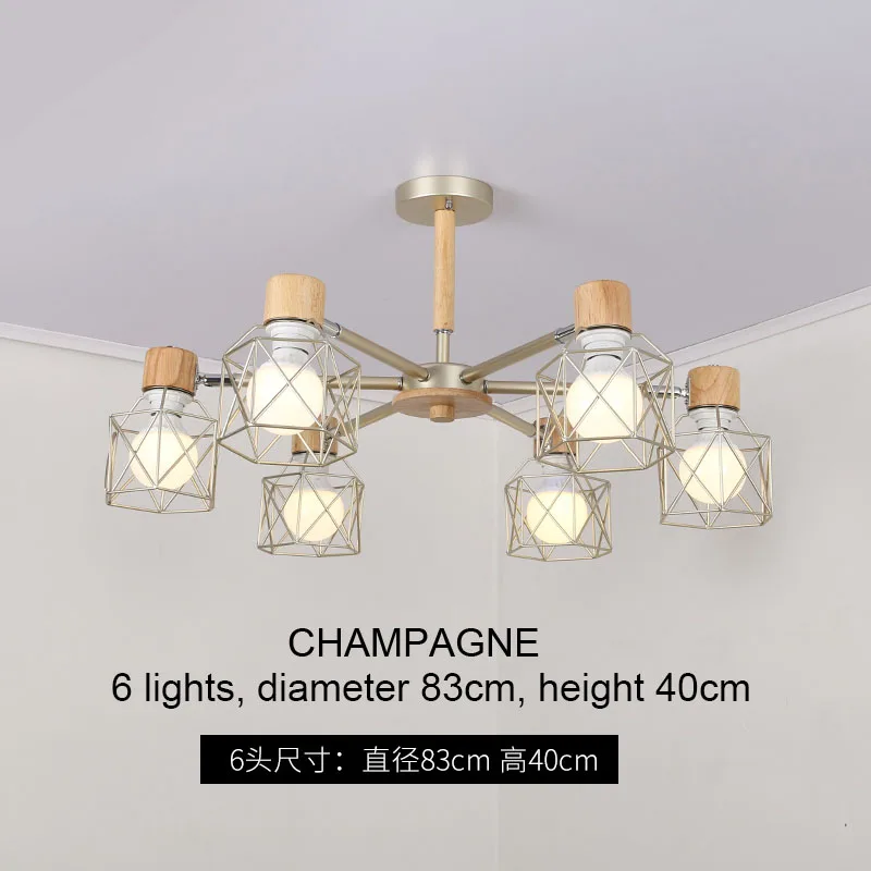 champagne 6 lights Современная Потолочная люстра 3 цвета для гостиной спальни столовой Дома Ретро Лофт Декор внутреннее освещение, люстры DS6905 - Цвет абажура: champagne 6 lights