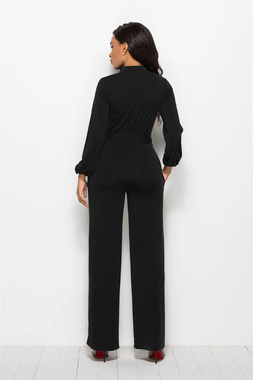 Women bandage long sleeve v-neck wide leg pants rompers women jumpsuit sexy jumpsuits for 2018 romper | Женская одежда