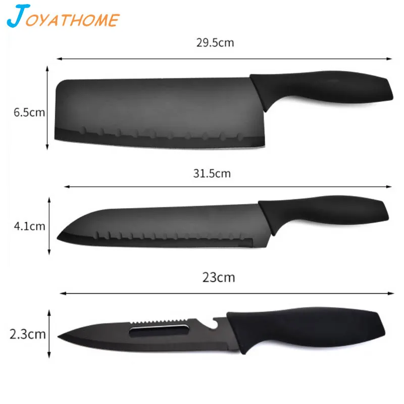 Joyathome 5 шт./компл. черный Нержавеющая сталь Кухня Ножи набор шеф повара нож для