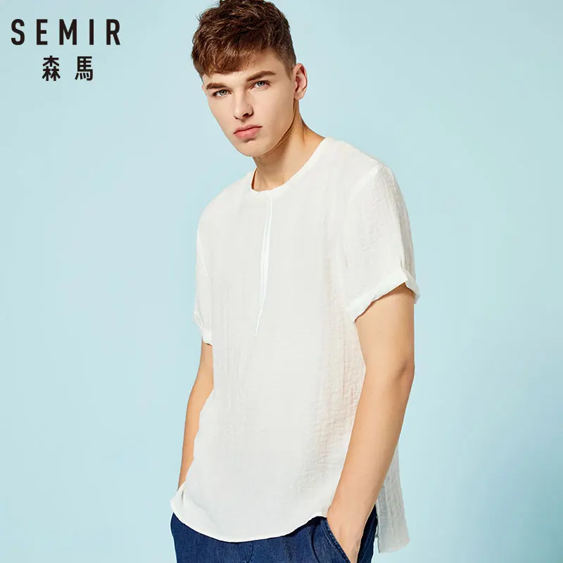 SEMIR рубашка с коротким рукавом мужская 2018 летняя новая белая Корейская версия