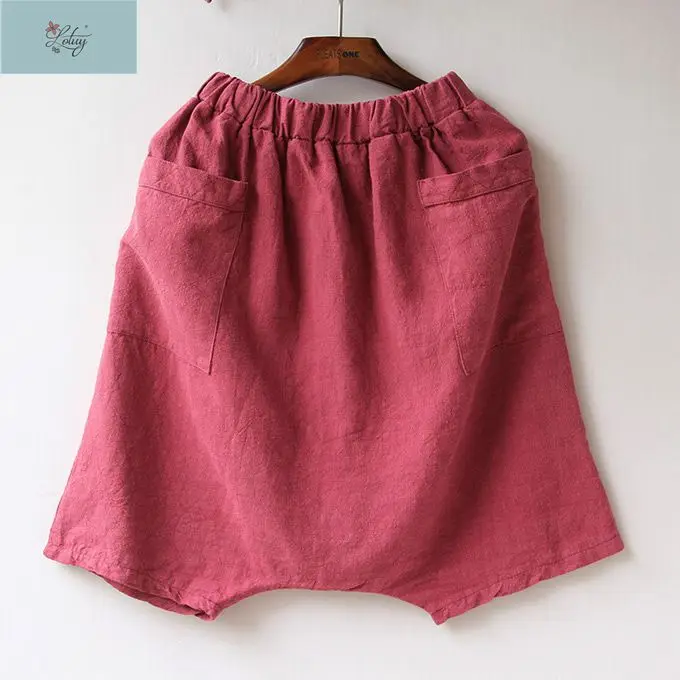 Новинка лета 2017 женские модные свободные брюки из хлопка и льна Капри