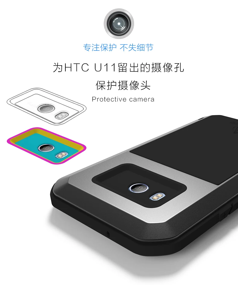 Love Mei мощный ударопрочный алюминиевый/металлический чехол для htc U12 Plus U11 сверхмощное закаленное стекло Gorilla
