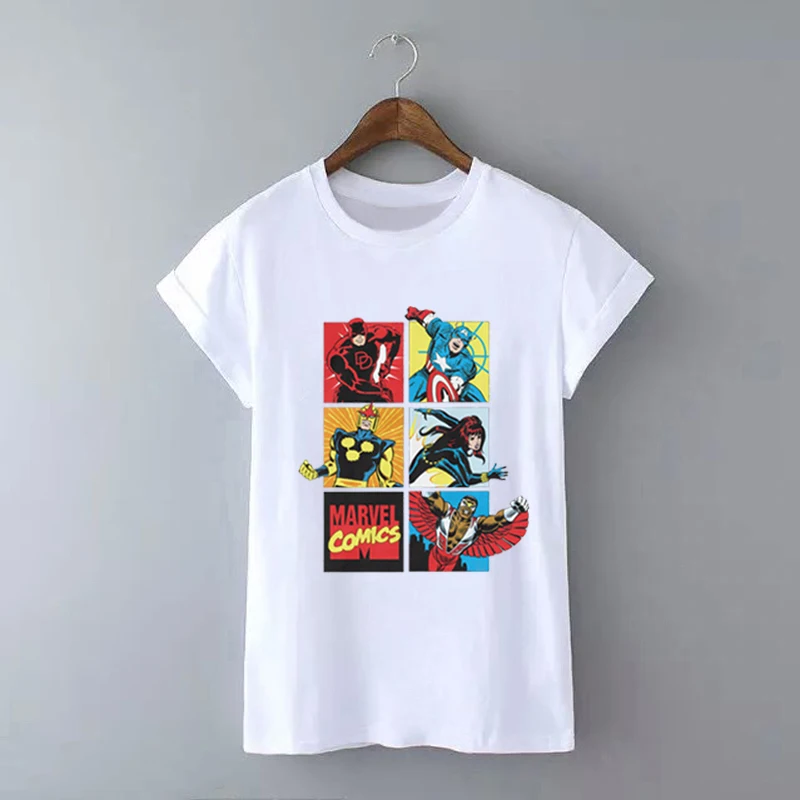 Showtly MARVEL COMICS женская футболка модная одежда Топ Винтажная Футболка белая
