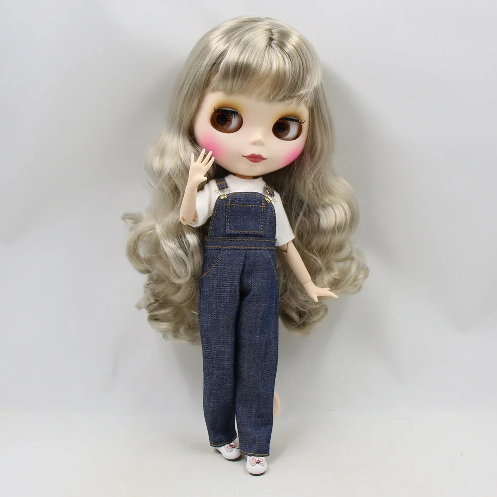 Одежда для куклы DBS blyth милый модный джинсовый комбинезон с белым коротким sle