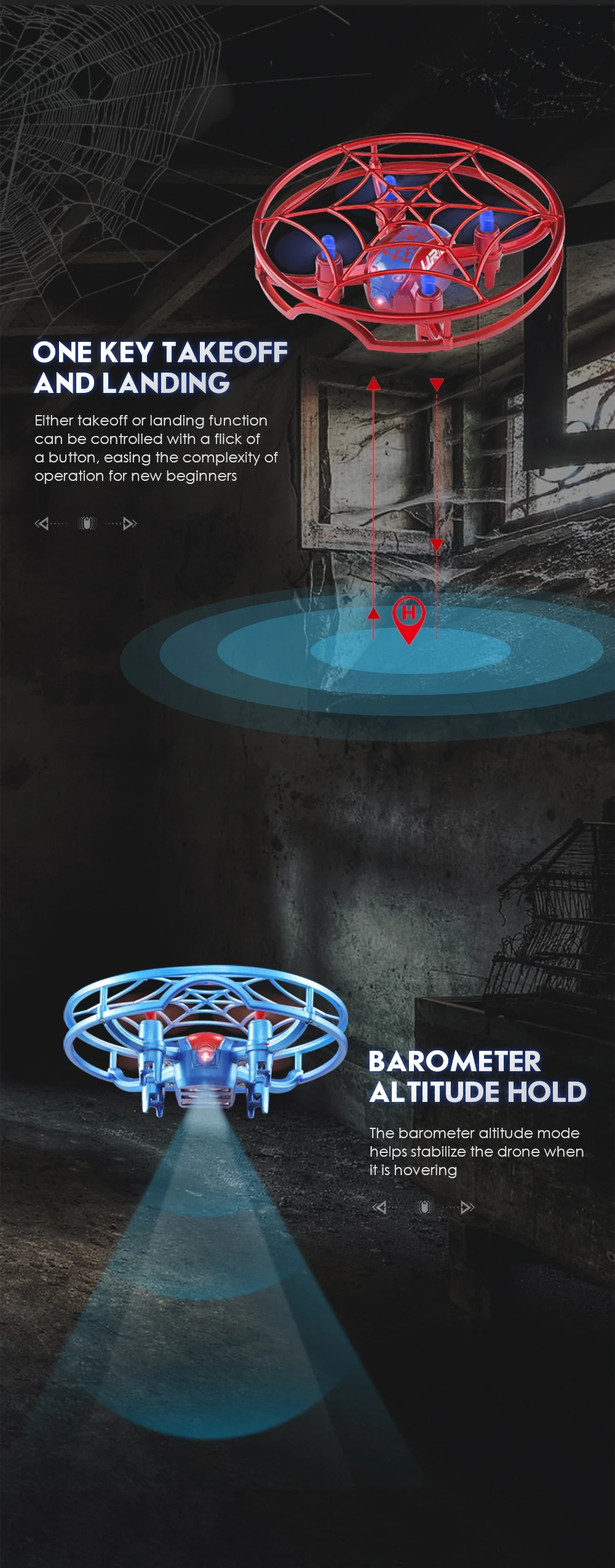 Горячий JJRC H64 для человека-паука G-sensor управление голосовые подсказки режим удержания высоты RC Дрон Квадрокоптер синий красный