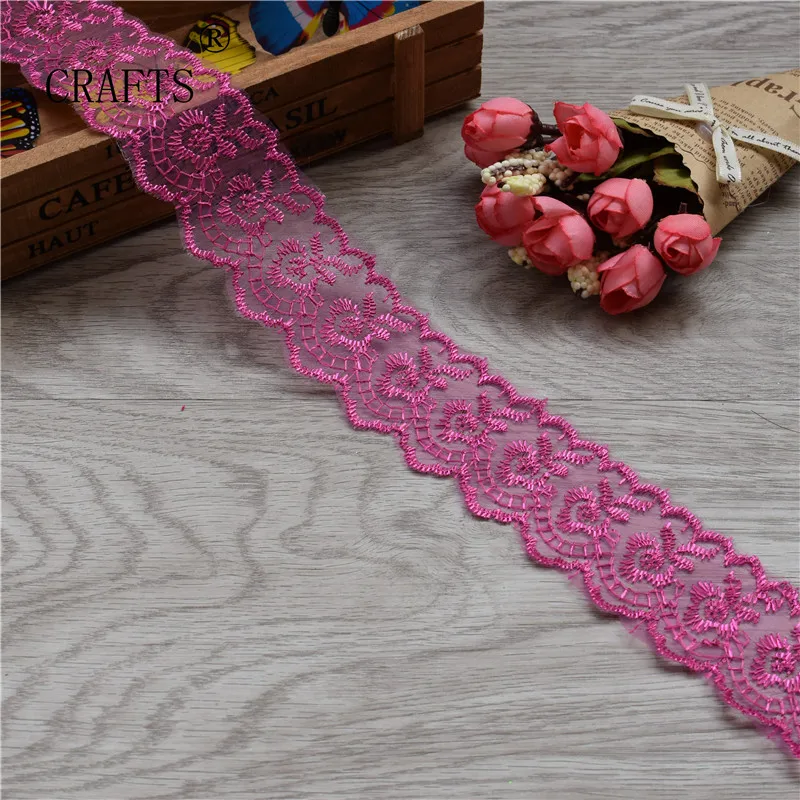 10 ярдов кружевная лента вышитая чистая обрезанная ткань для свадебного