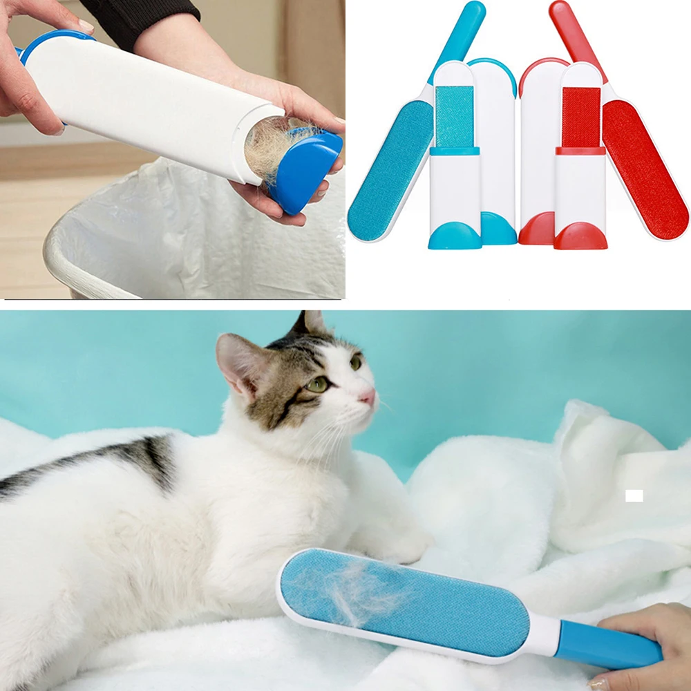 

2 Sides Pets Fur & Lint Remover Cleaner Dog Cat Hair Fur Cleaning Brush Tool Dust Fur From Clothes Furniture Carpet Seat Brushes
