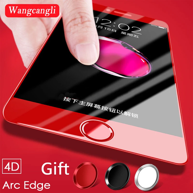 Защитное стекло wangcangli для iPhone 6 4d закаленное Защита экрана iphone X 8 7 6S plus белый