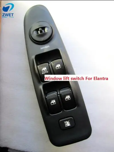 Black ZWET автомобильный выключатель питания для стеклоподъемника для Elantra Master Mirror Switch для hyundai черный/серебристый 93570-2XXXX - Цвет: Black