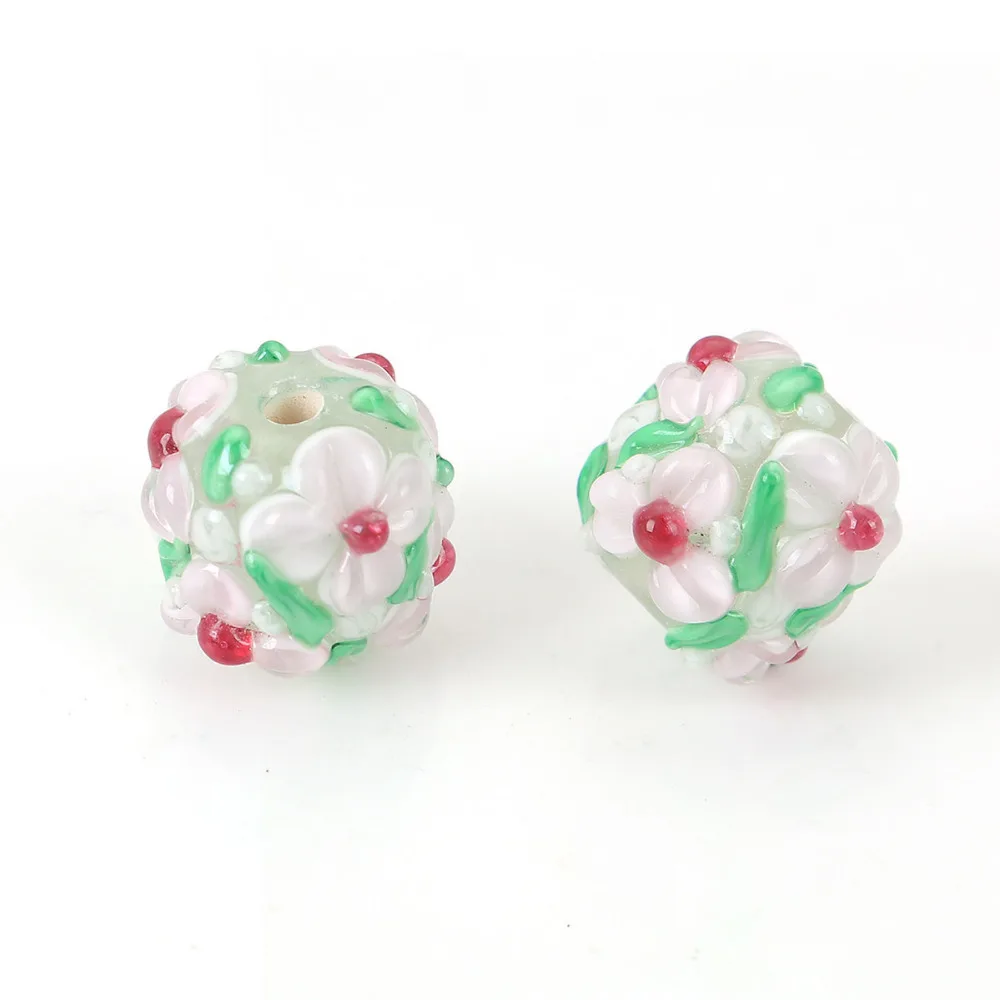 DoreenBeads лэмпворк стеклянные бусины в виде цветов круглые листья цветов около 13 мм(4/") х 13 мм(4/8"), отверстие: около 2,5 мм, 1 шт
