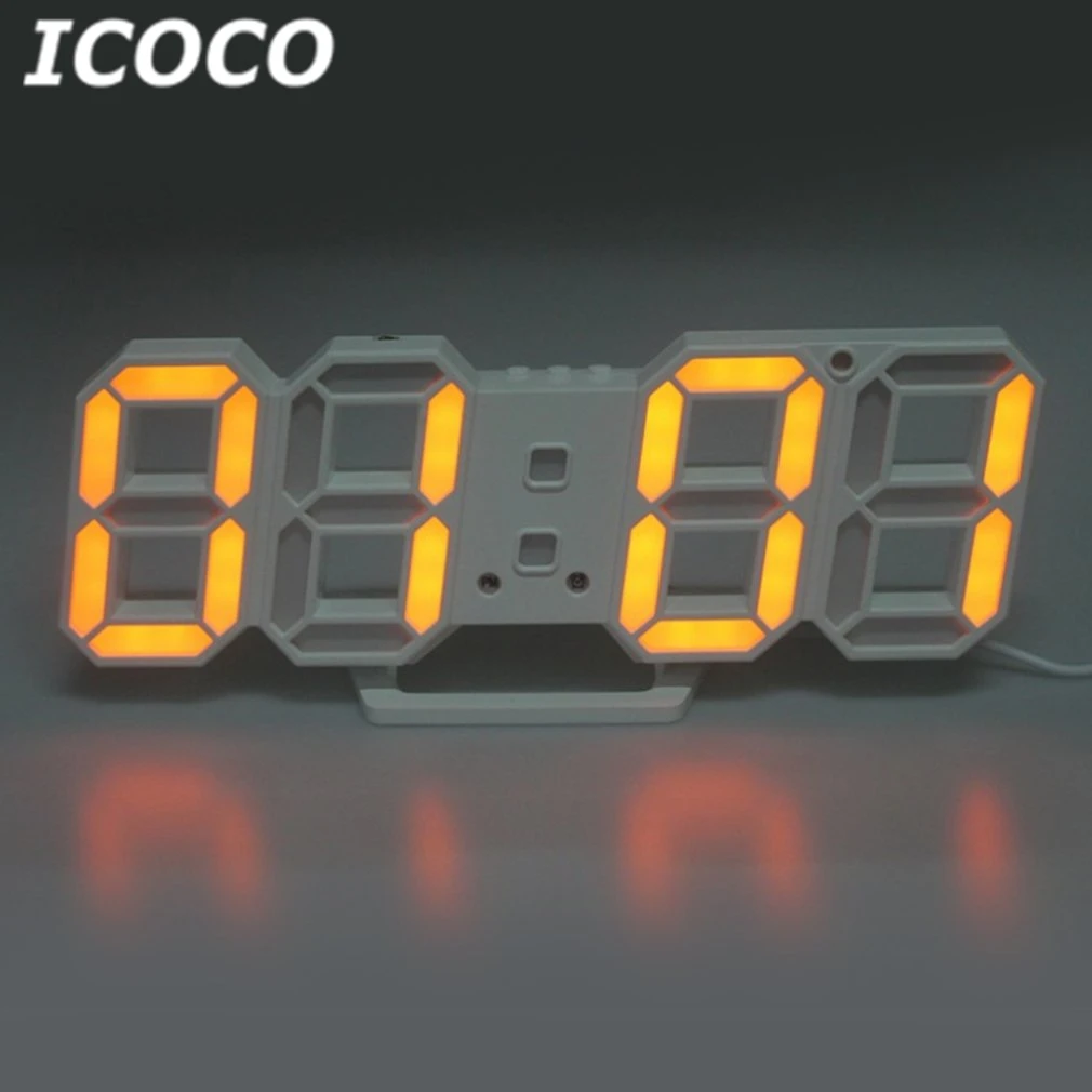 ICOCO 3D настольные часы светодиодные цифровые номера дизайн шоу сигнализация