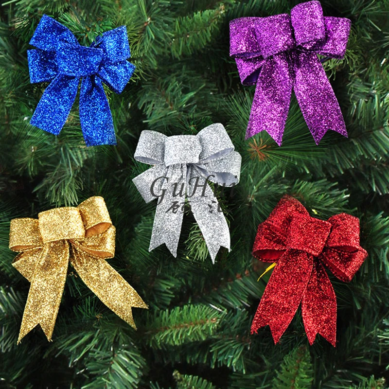 10 шт. рождественские фланелевые украшения на елку золотистого красного