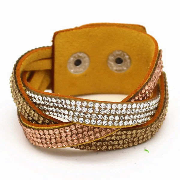 2015 Многослойные плетеные браслеты Кристальный плетеный браслет многоцветный