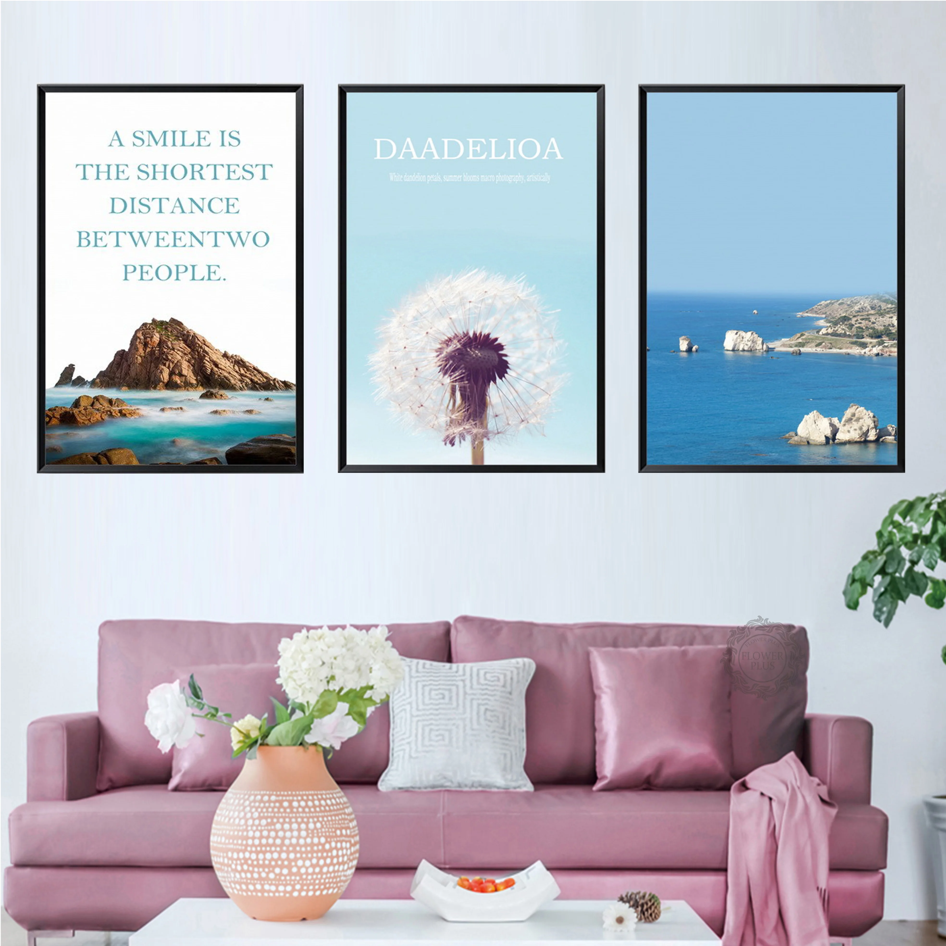 Современная картина Одуванчик горный морской пейзаж цитаты фраза на холсте