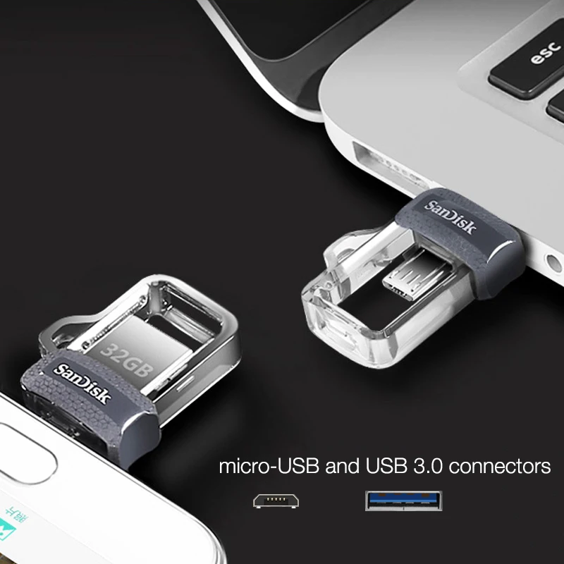 SanDisk флеш-накопитель USB OTG 32 Гб 16 Гб USB 3,0, два мини-накопителя 128 Гб 64 ГБ, флеш-накопители для ПК и смартфонов на базе Android