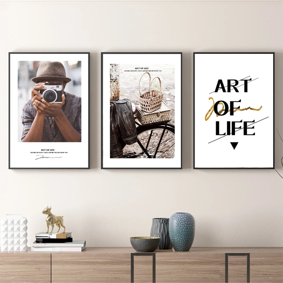 

Man Camera Bike Motivational Quotes Nordic Posters And Prints Wall Art Canvas Painting Wall Pictures For Living Room Home Decor