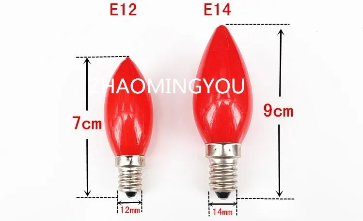 10 шт. свеча E12/E14 светодиодные лампы AC220V ландшафтное освещение красный 360 градусов