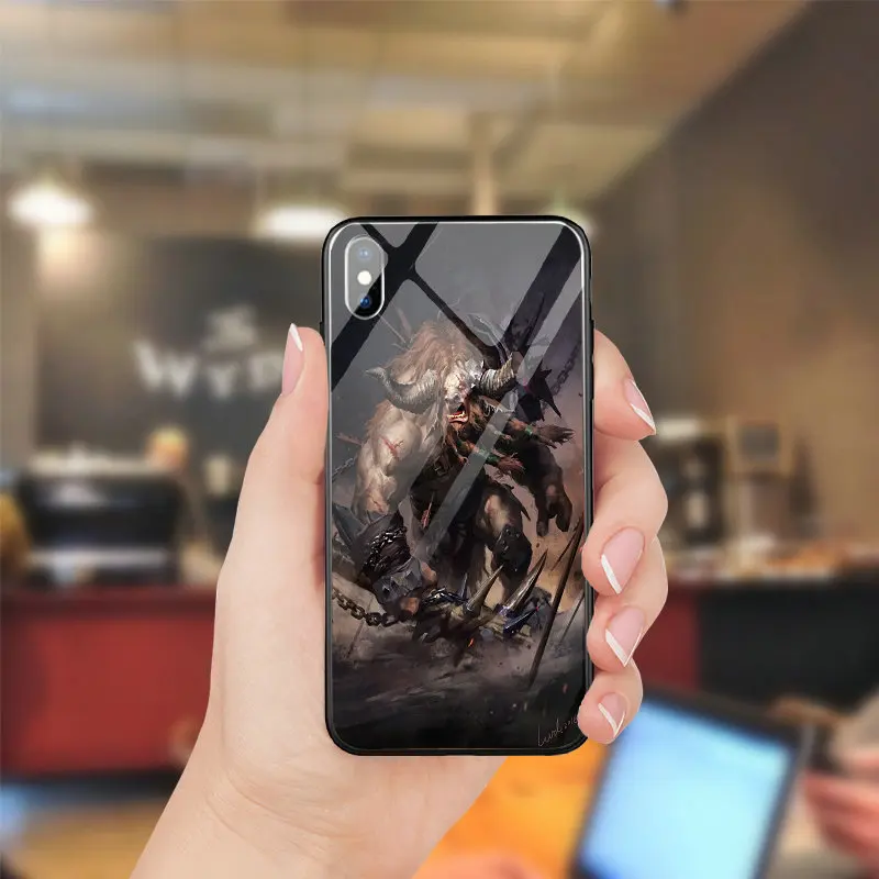 Модные GR5 2017 Рогатые жнец закаленное Стекло случаи мобильного телефона для Iphone 5 5s