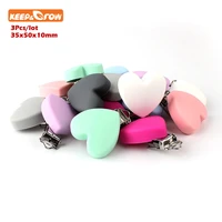 keepgrow 3pcs perle silicone dentition heart shaped clips bpa free diy baby soother nursing dummy draft teethiing toys clips