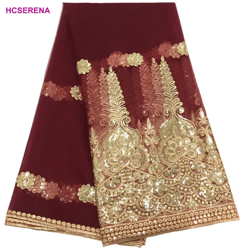 Африканская кружевная ткань с блестками в нигерийском стиле Высококачественная