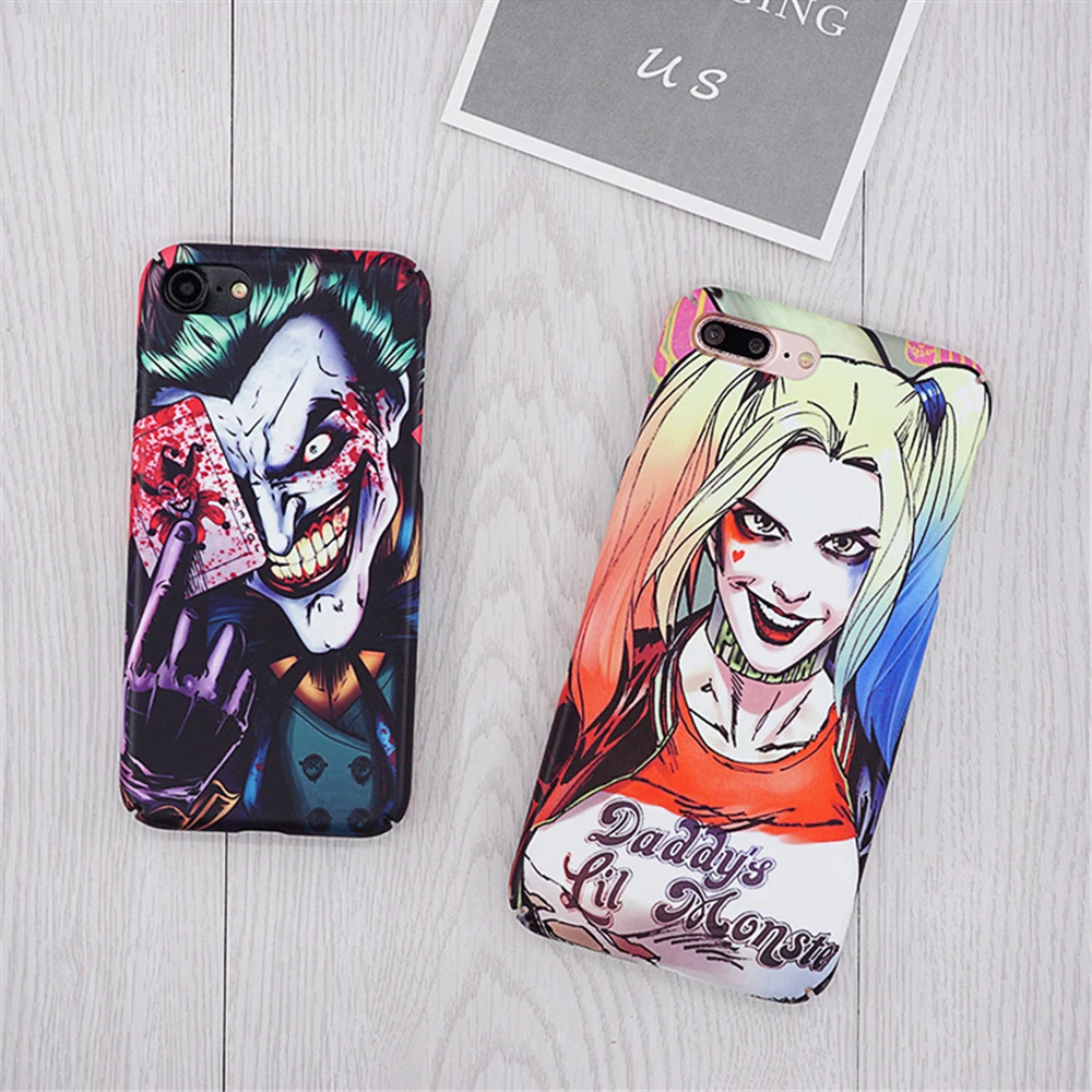 Cases For iphone 7 Popular Cartoon Joker Harley Quinn Comics Couples Pattern Phone Case 7PLus New Hard PC Back Cover |
