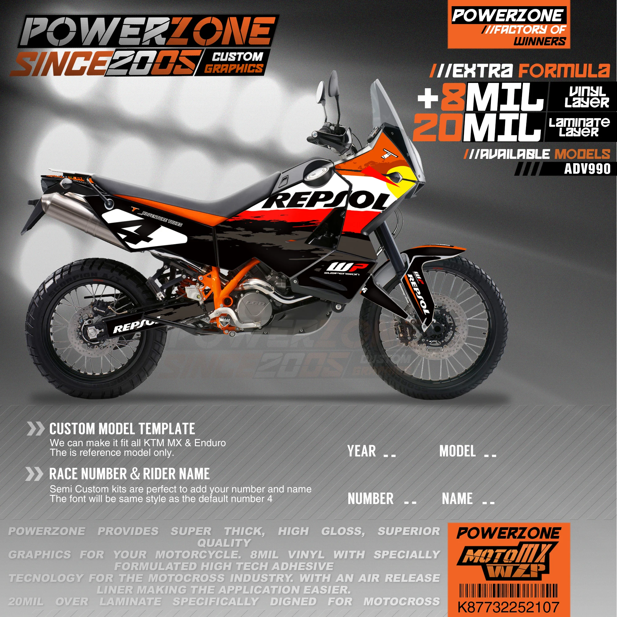 PowerZone на заказ футбольной команды Графика Фоны наклейки 3m Набор наклеек для KTM ADV