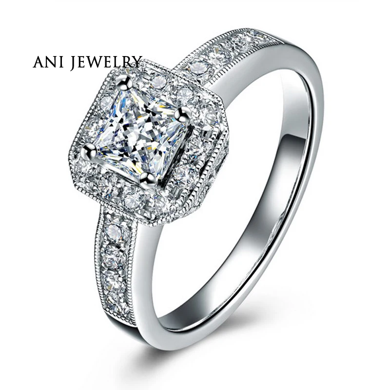 ANI 18K Белое Золото (AU750) Женское Обручальное кольцо 0 59 CT сертифицировано I/SI1