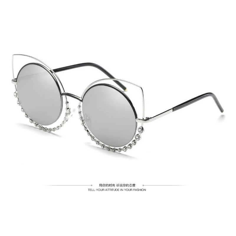 Новые металлические солнцезащитные очки дамы алмаз двойное кольцо европейских и
