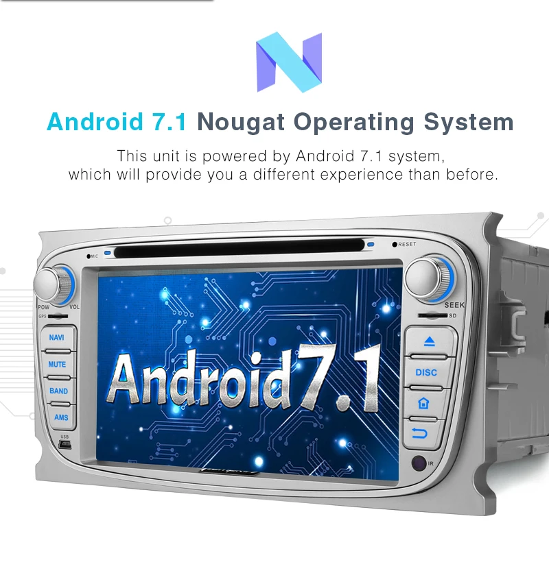 Pumpkin2 Din Android 7 1 автомобильный dvd-плеер для Ford Mondeo/Focus четырехъядерный 2G RAM 32G ROM GPS