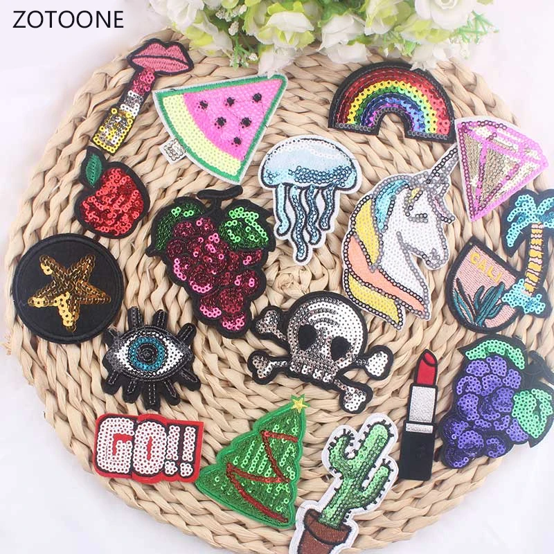 ZOTOONE 1 шт. крутой Череп Скелет блестки нашивка дешевые вышитые нашивки пришить