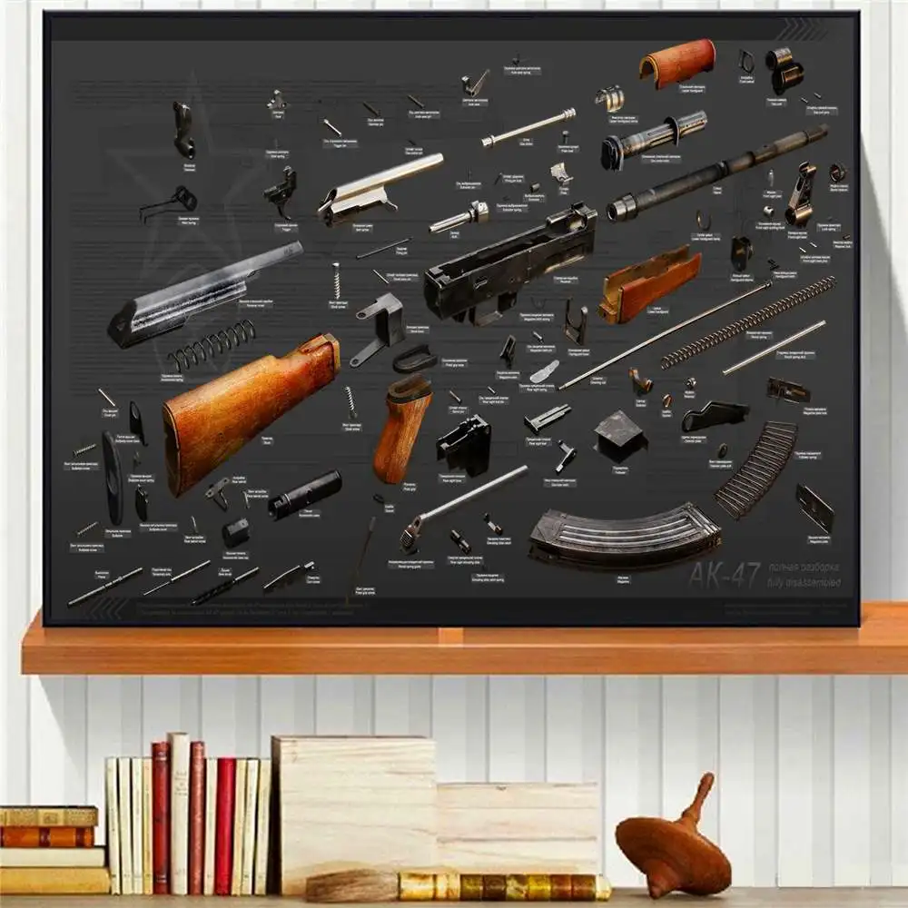 6 AK47 RPG Пистолетная карта русского оружия Печать на холсте Современная живопись плакаты настенные художественные картины для украшения гостиной без рамки - Цвет: 6