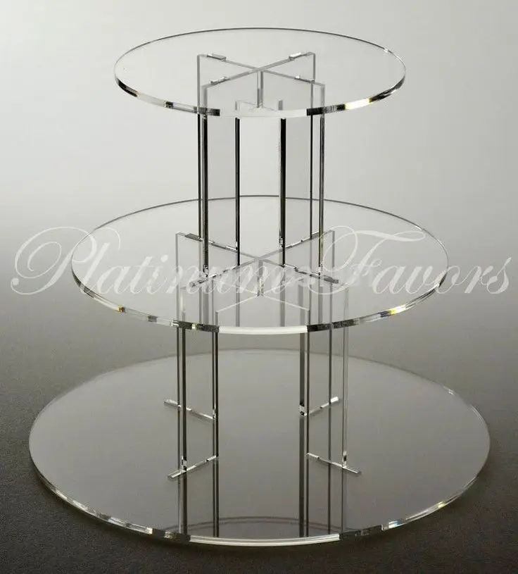 

kids party supplies Thickening Square 3-Tier birthday cupcake Stand/ wedding Perspex Pastry Display