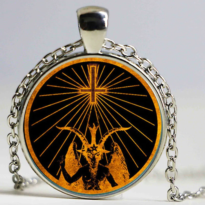 4 Baphomet ожерелье с подвеской dingyi модное Круглое Стеклянное Ожерелье Baphomet стеклянное ожерелье с подвеской HZ1 - Окраска металла: 4
