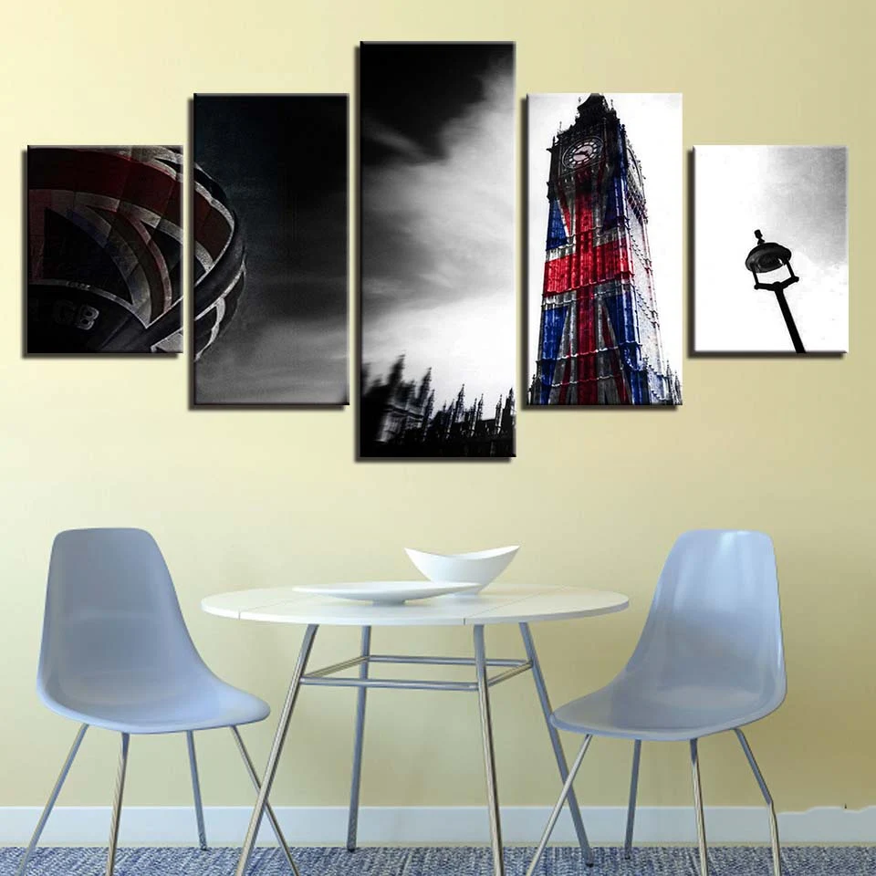 

Frame Modular Pictures Wall Art HD Prints Building 5 Pieces Big Ben Canvas Painting Home Decoration Living Room Artwork Poster
