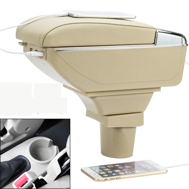 Автомобильный подлокотник ящик для хранения с USB док-станция для chevrolet lova aveo Nexia Daewoo Gentra 2005 2006 2007 2008 2009 2010 2011 - Название цвета: beige