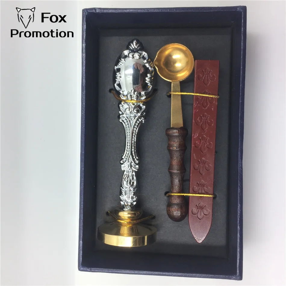 Custom Silver handle Индивидуальный восковой уплотнитель Подарочная коробка медный штамп с восковой ложкой, Лига DIY подарок Древняя печать штамп набор, Винтаж и высокое качество - Цвет: Custom Silver handle