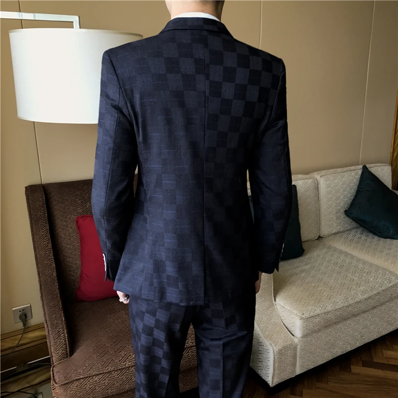 Мужской повседневный блейзер в клетку с длинным рукавом Размеры M 3XL|suit jacket men|blazer
