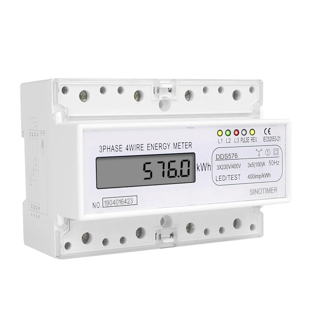 DDS576 380V 100A ЖК-дисплей умный электрический счетчик 3 фазы измеритель мощности din-рейку 7P ваттметр в счетчиках энергии счетчик электроэнергии