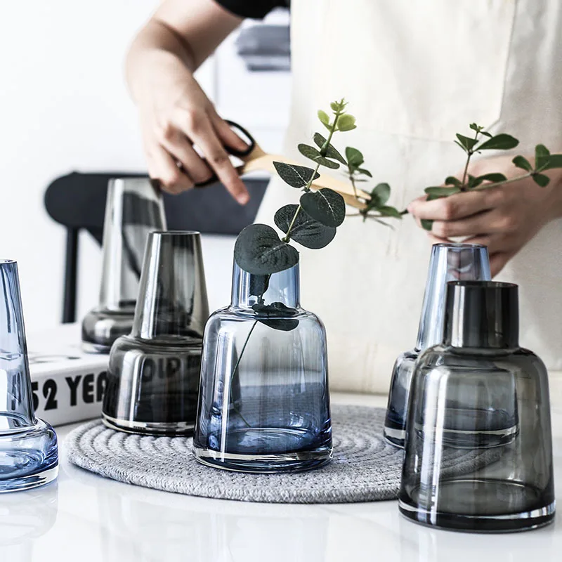 CuteLife Nordic Black Transparent Flower Glass Vase Table Hydroponics Modern Plant Terrarium Design Home Decoration | Дом и сад