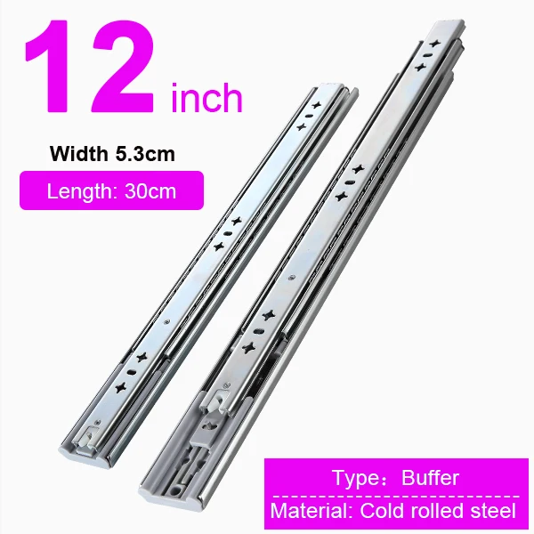 12 Inch (300mm) Мягкий закрытый сверхмощный выдвижной рельс 12-30 дюймов шарикоподшипник мягкий закрытый три секции полная выставка - Цвет: 12 Inch (300mm)