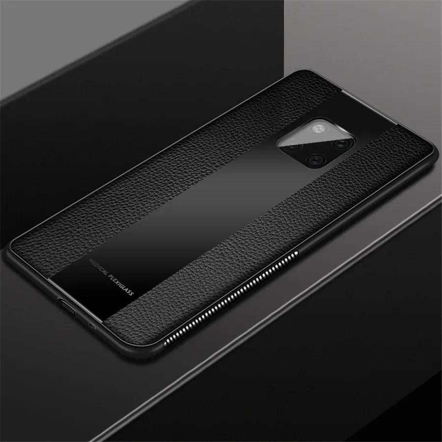 Cover PU Leather cases For Huawei Mate 20 Case for mate 20x Glass Phone huawei Pro TPU Soft Border |