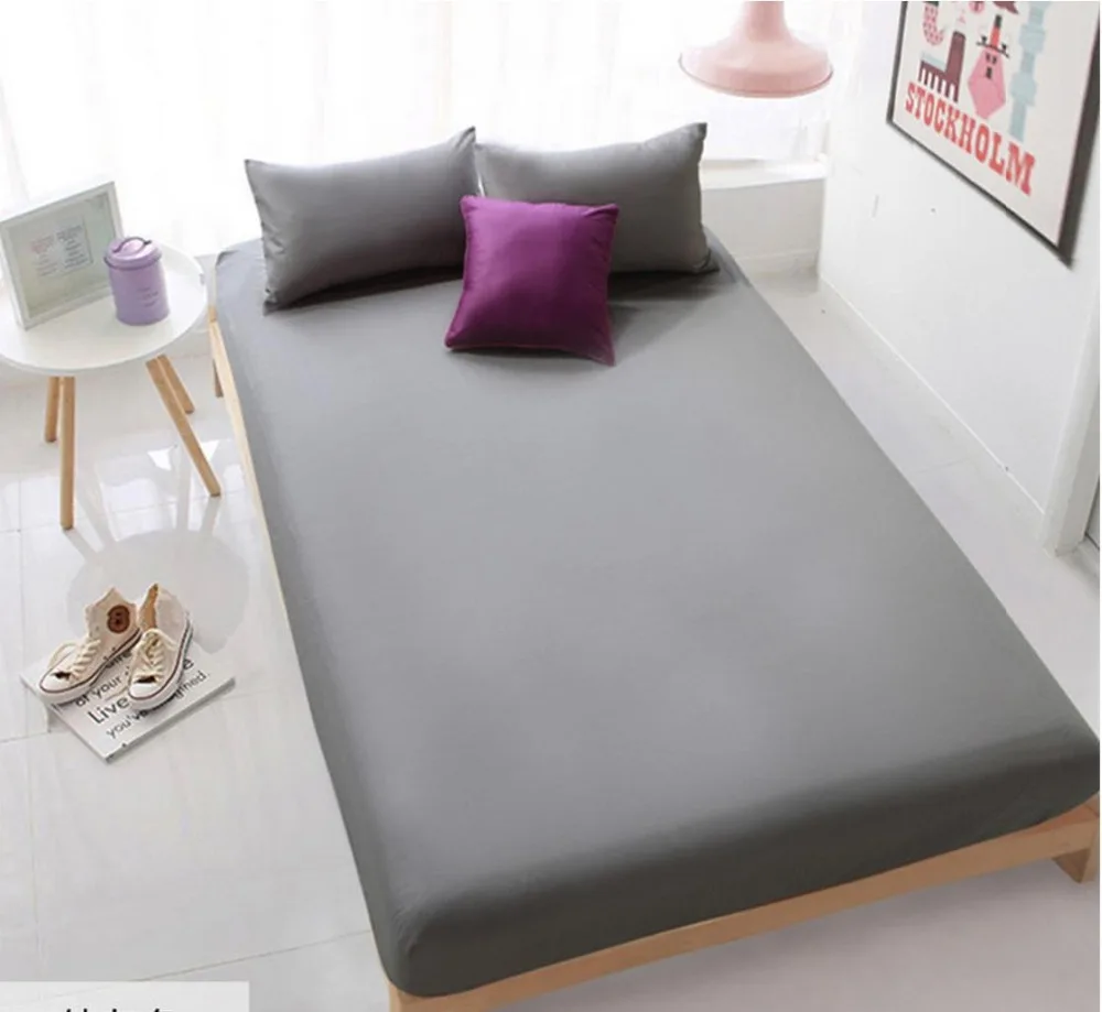 Оптовая продажа одноцветные простыни эластичный наматрасник постельное белье