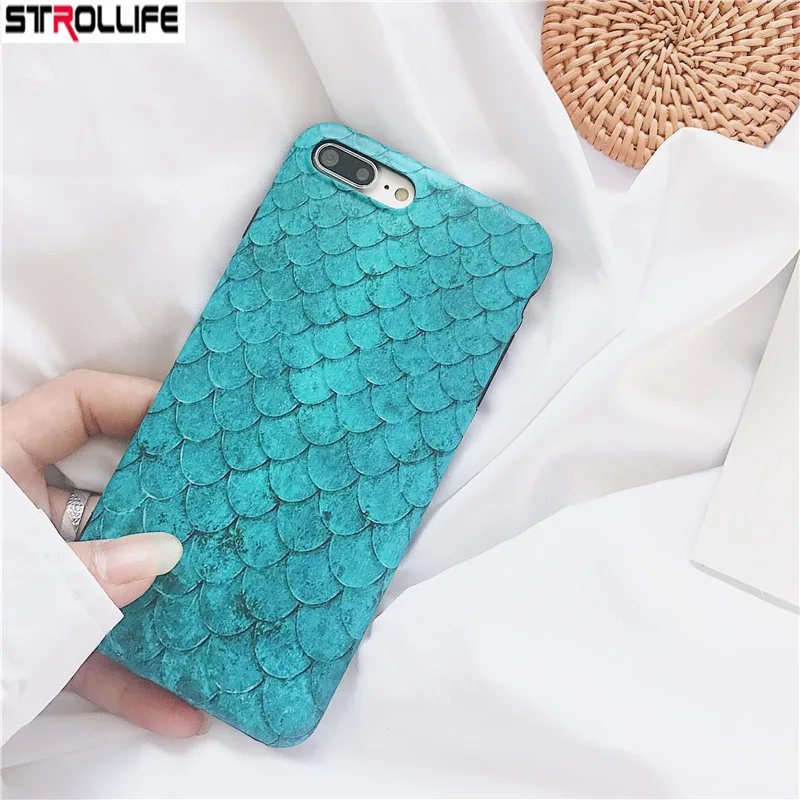 Stelllife модный синий Русалка рыбий чешуи чехол для телефона iPhone 8 Plus Мягкий