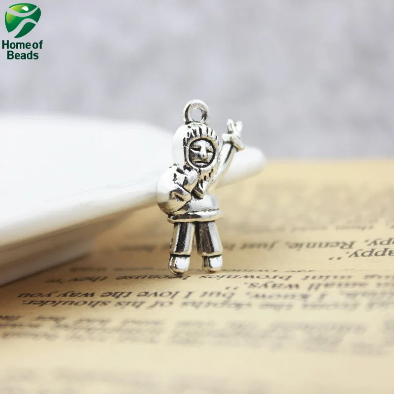 Санта Клаус машет руками DIY старинное серебро Цвет Сплав Подвески Кулоны из