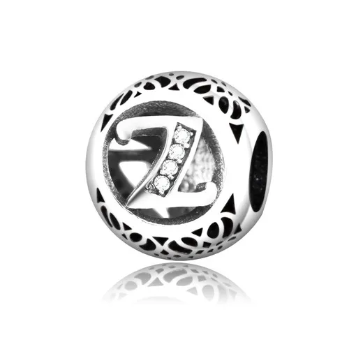 Z Прямая поставка DIY подходит Pandora талисманы браслет Алфавит буквы Шарм 925 пробы Серебро Бусина буква Изготовление ювелирных изделий - Цвет: Z