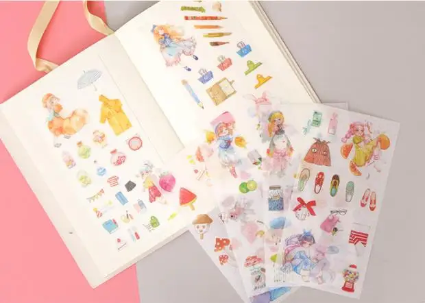 6 Sheets/Set Unicorn Sticker Stationery Kawaii Sticker Flakes Novelty Cartoon Custom Stickers Diary Decoration Cute Stickers