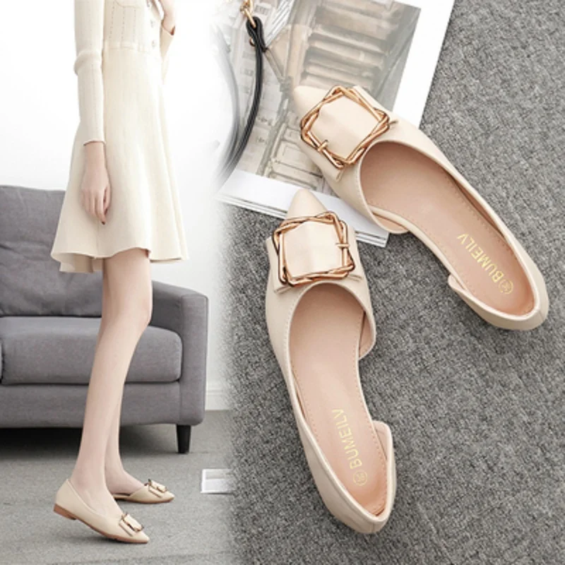 Женские тонкие туфли на плоской подошве с острым носком новинка весны 2019 обувь