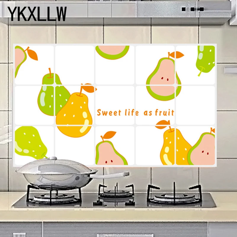 18*30Inch Fruit Pear Kitchen High Temperature Removable Aluminum Foil Art Decoration Home Stickers Oil Wall | Дом и сад
